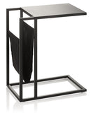 Tavolino 46x28,4x56,6 cm con Tasca in Metallo Nero