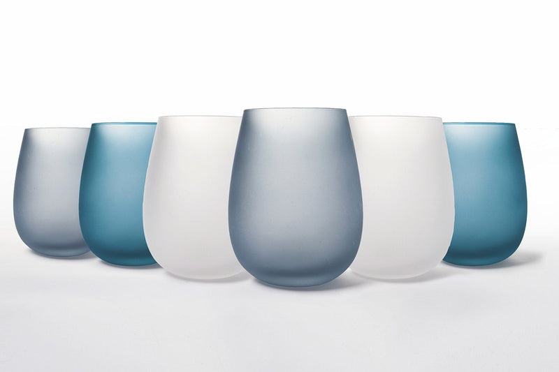 Set 6 Bicchieri Acqua Frosted in Vetro 500 ml Villa d'Este Home Tivoli Blue Dream