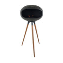 Camino a Bioetanolo da Pavimento Ø50x74 cm SICILY in Stile Nordico in Metallo Nero e Gambe in Legno Rovere