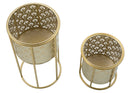 Set 2 Portavasi Ø21x40-19x22 cm in Metallo Oro