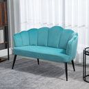 Divano 2 Posti Gambe in Metallo 132x66x80 cm in Tessuto Vellutato Verde