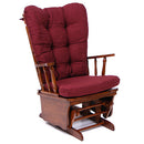 Poltrona a Dondolo in Legno Massello con Cuscino Dallas Bordeaux