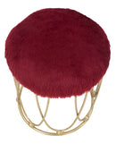 Sgabello Amelie Bordeaux Ø40,5x46,5 cm in Ferro e Spugna e Poliestere Bordeaux e Oro
