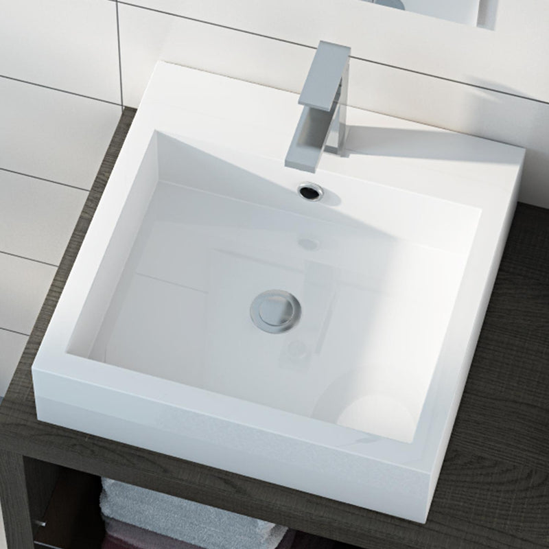 Lavabo da Bagno Quadrato in Acrilico Bianco 45cm Fosterberg Nantes 2
