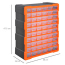 Cassettiera Box per Accessori Minuteria Arancione 38x16x47.5 cm 