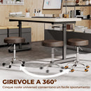 Sgabello Girevole a 360° 39x34,5x52-67,5 cm con Altezza Regolabile Capacità 120 kg in Finta Pelle Marrone      