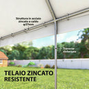 Gazebo da Giardino 597x395x302 cm con Pannelli Laterali 6 Finestre e Doppio Ingresso in Acciaio Galvanizzato Bianco      