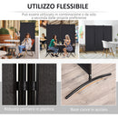 Paravento Separé da Interno 253x50x182 cm a 3 Pannelli Pieghevole in Metallo e Poliestere Nero      