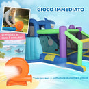 Gonfiabile Tema Squali per Bambini 405x345x235 cm con Scivolo Piscina Acqua-Palline in Tessuto Oxford 840D+420D Multicolore      