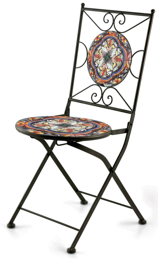 Klappbarer Gartenstuhl aus Eisen mit Soriani Paris Mosaik sconto