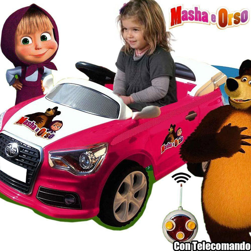 Macchina Elettrica per Bambini 6V Masha e Orso Girl Rosa