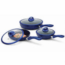 Set 6 Pezzi Padelle con Coperchio 20-24-28 cm in Alluminio Blu      