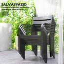 Set da Giardino con Tavolo Allungabile e 6 Sedie Impilabili con Cuscini Grigio     