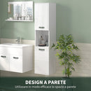 Pensile da Bagno 2 Armadietti e Vano a Giorno 30x30x131,5 cm in Legno Bianco  