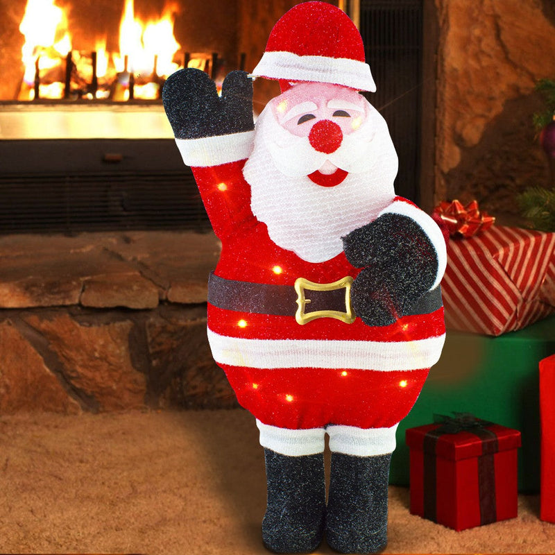 Pupazzo Babbo Natale H77 cm con Luci Led e Movimento Rosso