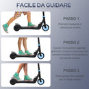 Monopattino Elettrico Pieghevole per Bambini Altezza Regolabile 75-80 cm Nero e Azzurro  
