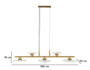 Lampadario Emily 5 Luci Vetro Trasparente 100x18x24 cm in Ferro e Vetro Oro e Trasparente      