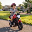 Moto da Cross Elettrica per Bambini 6-12 Anni 24 V 120x58x71,5 cm con Motore 180 W e Pneumatici in Gomma 30 cm Rossa      
