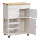 Carrello da cucina 67x36x87 cm in legno Rovere bianco