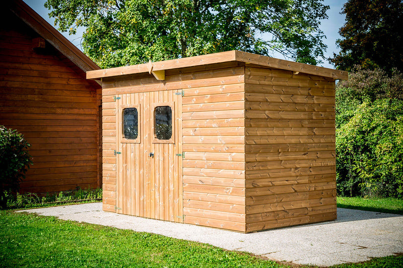 Casetta Box da Giardino 2,76x1,8 m Senza Pavimento in Legno Picea Massello 19mm Tetto in Acciaio Theora