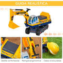 Escavatore Ruspa Cavalcabile 77x26x55 cm per Bambini Giallo