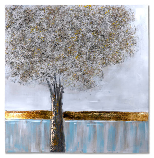 Quadro Dipinto Albero Dorato 100x100 cm Cornice in Abete Multicolor online