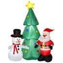Albero di Natale Gonfiabile H185 cm con Pupazzo di Neve e Babbo Natale