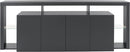 Credenza con 4 Ante e Ripiani in Vetro a Giorno 220x40x80 cm Essential 3A Grigio Antracite Opaco  