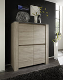 Mobile Alto da Salotto Top in Pietra 4 Porte 4 Ripiani 142x119x51cm TFT  Elba Quercia e Pietra Scura