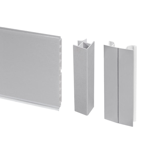 acquista Sockelleiste für Küchenmöbel 4,7 m H10 cm mit Emuca Satin eloxierten Kunststoffgelenken