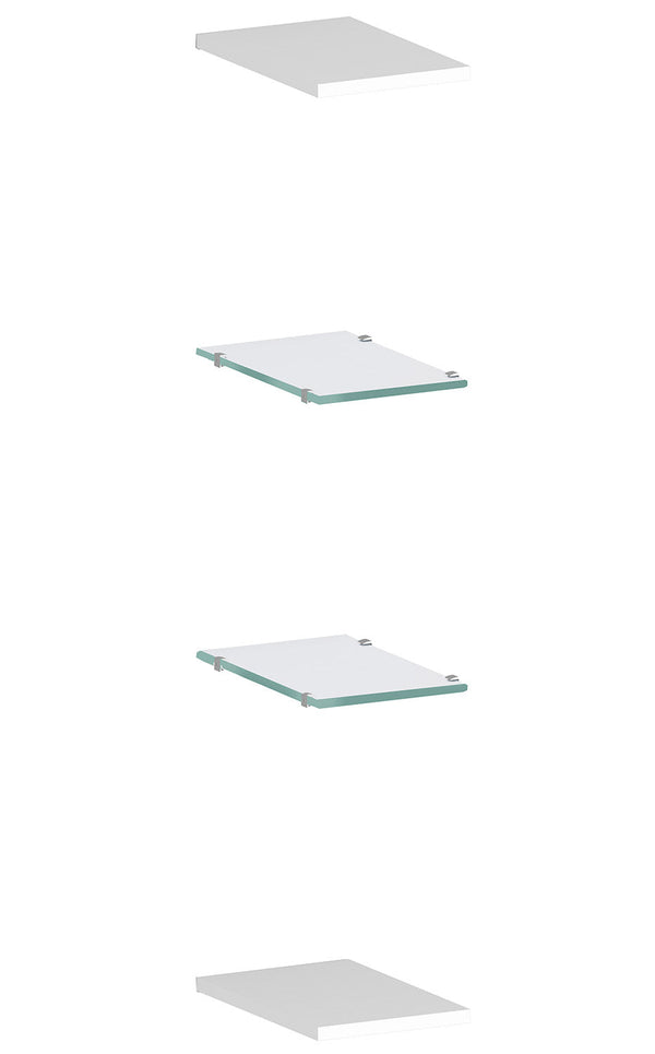 prezzo Set 4 Mensole 2 in Vetro e 2 in Melaminico 20x1,6/0,5x27 cm Maruska Bianco Lucido