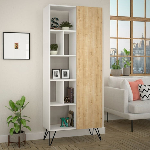 online Libreria Jedda 80,6x191 cm bianca con anta rovere