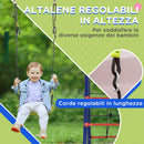 Set 3 Altalene per Bambini 435x135x177 cm con Canestro e Scaletta Multicolor