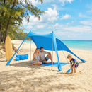 Tenda Spiaggia 2-4 Persone Tappetino Pala Protezione Solare UPF50+ Azzurro      