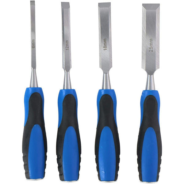 Set 4 Scalpelli per Intaglio Legno Misure 6-12-18-25mm in Acciaio Falegname Kinzo acquista