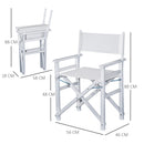 Sedia da Regista Pieghevole in Legno di Faggio 56x46x88 cm  Bianco