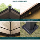 Gazebo da Giardino 3x3.6x2.65m in Alluminio e Policarbonato Tendone Lusso 