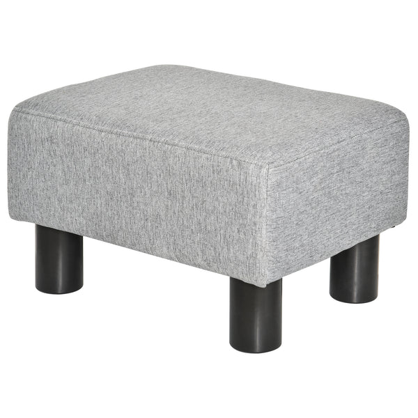 sconto Pouf Poggiapiedi Imbottito 40x30x24 cm in Tessuto Effetto Lino Grigio