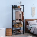 Appendiabiti da Terra con 4 Ripiani 60x40x180 cm in Truciolato e Acciaio Marrone