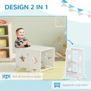 Torre Montessoriana Scala Convertibile in Tavolo con Sedia 60x44,5x86 cm in Legno Bianco 