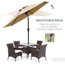 Ombrellone da Giardino Inclinabile con Apertura a Manovella e 6 Stecche 2,3x2m  Cachi