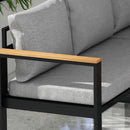 Salotto da Giardino con 2 Divanetti Seduta Angolare e Tavolino con Piano a Doghe   Grigio