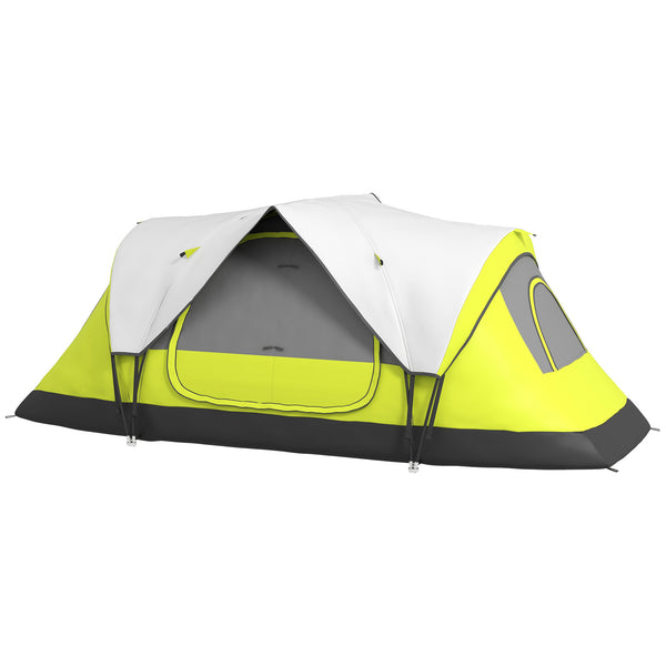 Tenda da Campeggio 4 posti con 2 Spazi Separati 450x215Px180 cm in Poliestere e Fibra di Vetro Verde acquista