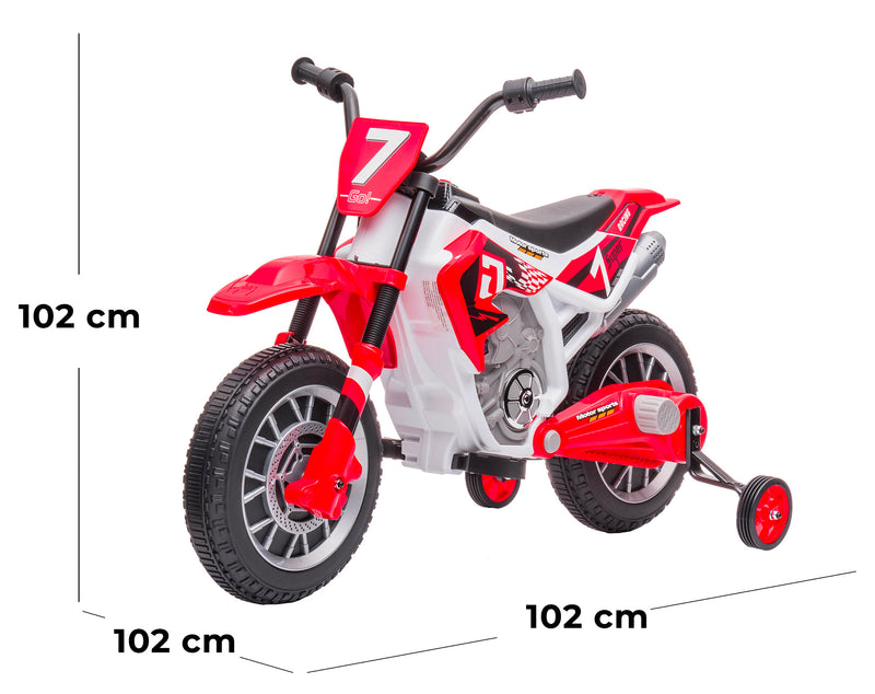 Moto Elettrica per Bambini 12V Motocross Rosso-5