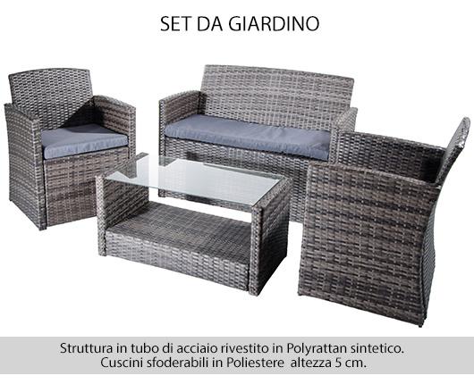 online Garten Lounge Set aus Polyrattan Melange Sofa Sessel Couchtisch Bertozzi Lipari