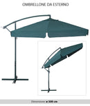 Ombrellone Decentrato Esagonale da Giardino in Acciaio Verde Scuro 3X3M Bertozzi