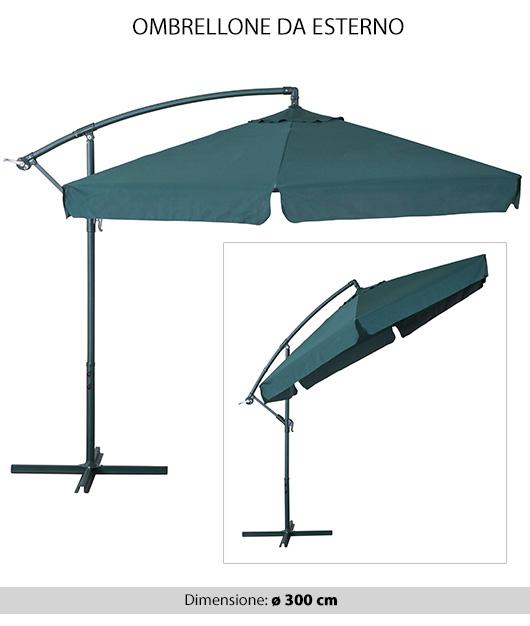 Ombrellone Decentrato Esagonale da Giardino in Acciaio Verde Scuro 3X3M Bertozzi