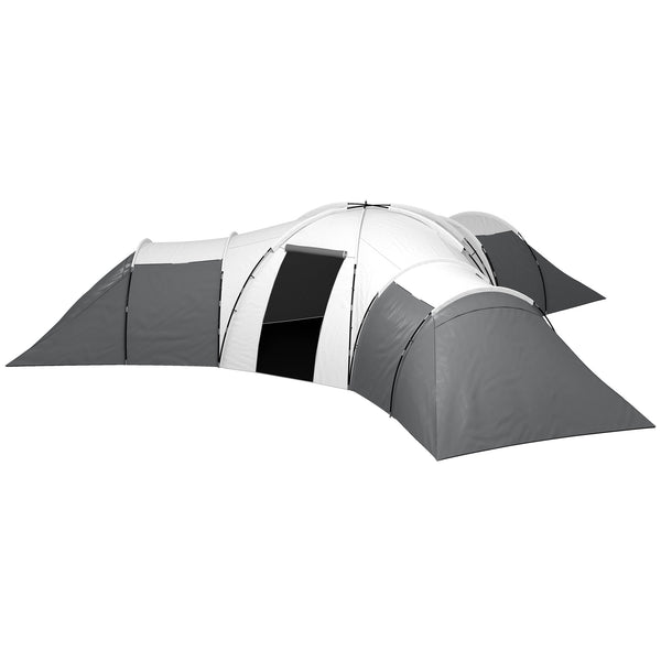 online Tenda da Campeggio 6 Posti Impermeabile con 3 Aree Notte Soggiorno e Portico in tessuto Oxford Grigio