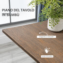 Tavolino da Bar Alto 60x60x103 cm in Metallo e Bambù Noce