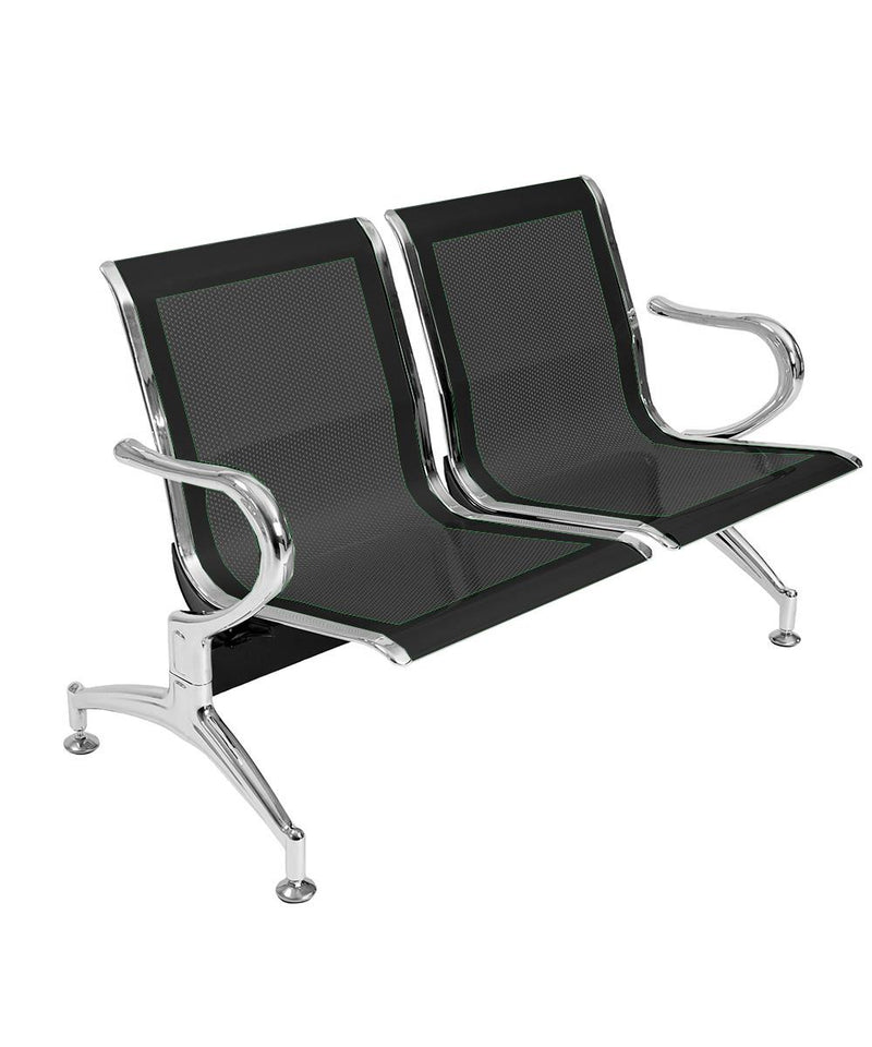 Panca per Sala d'Attesa 2 Posti in Acciaio Nero
